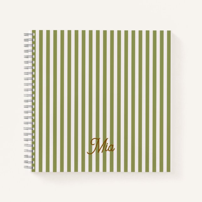 Notebook Personalized Striped Custom Name (Front)