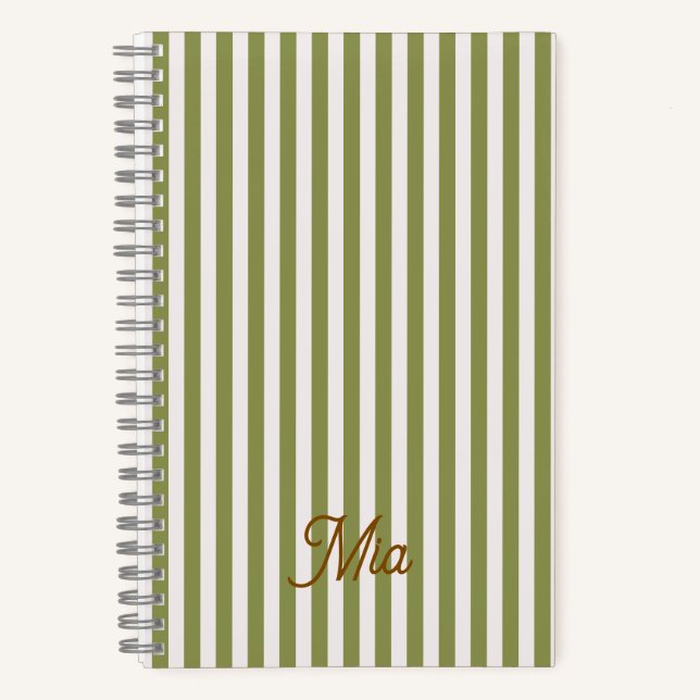 Notebook Personalized Striped Custom Name (Front)