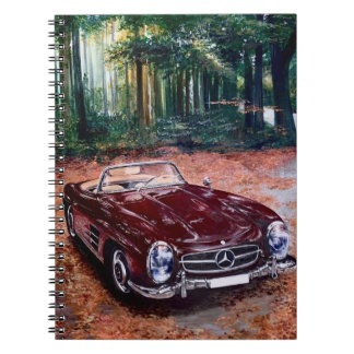 Notebook Retro Vintage Burgundy Car Painting