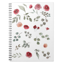 Notebook, rose, red, flowers, floral