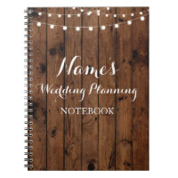 Notebook Rustic Wood Wedding Planning Ideas Notes