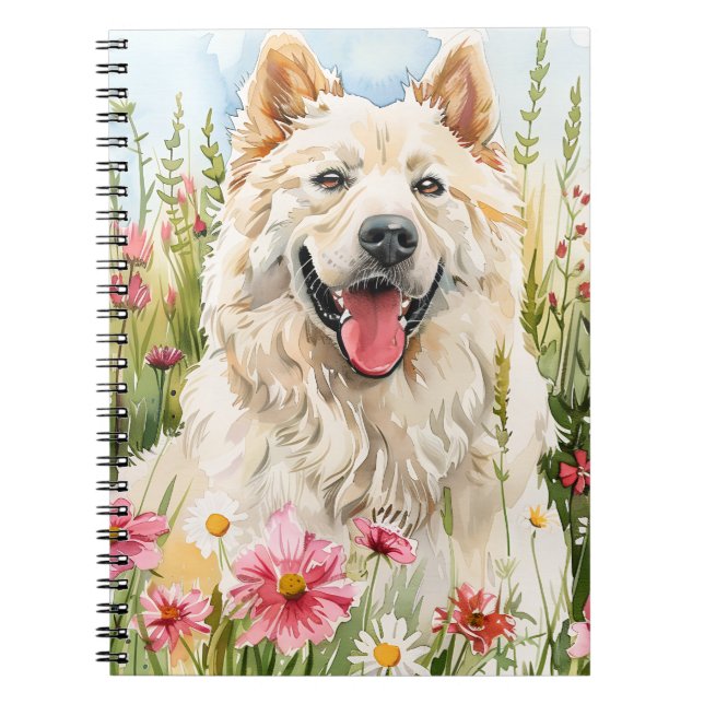  Notebook – Samoyed Watercolor Dog Lover Journal (Front)
