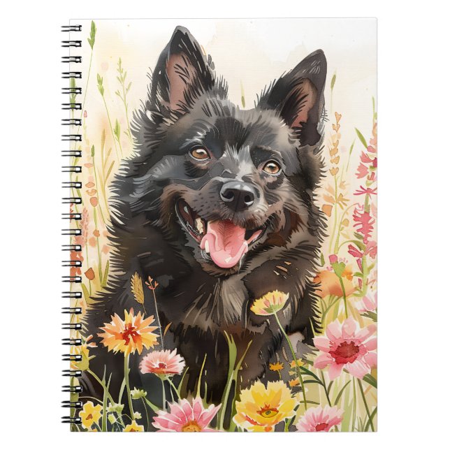 Notebook – Schipperke Watercolor Dog Journal (Front)