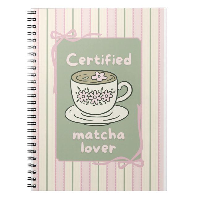 notebook spiral cute matcha greentea drink  (Front)