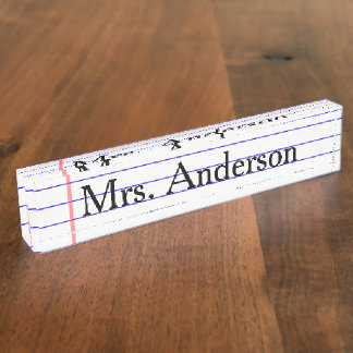Notebook Teacher Nameplate for desk