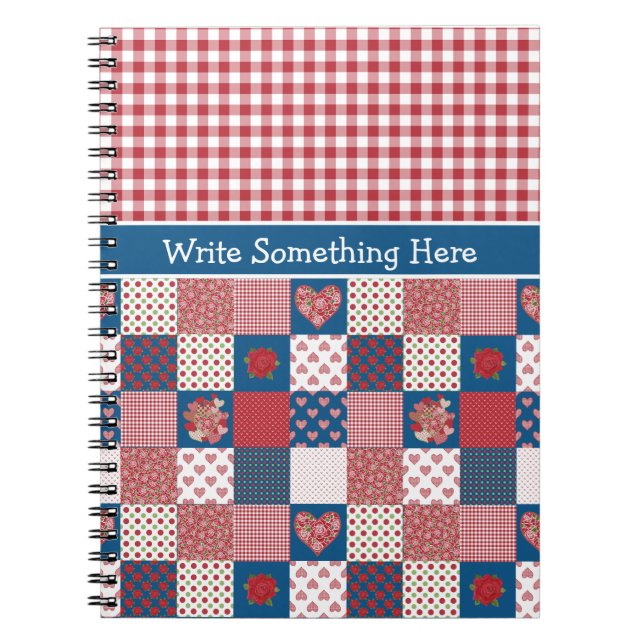 Notebook to Personalize: Hearts, Roses, Gingham (Front)
