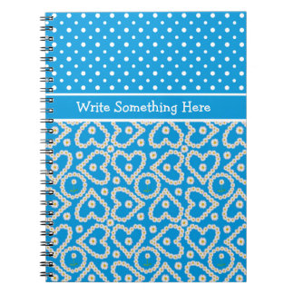 Notebook to Personalize: Polkas, Daisychains, Blue