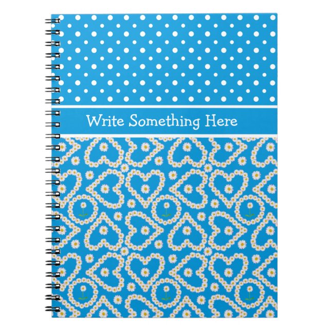 Notebook to Personalize: Polkas, Daisychains, Blue (Front)