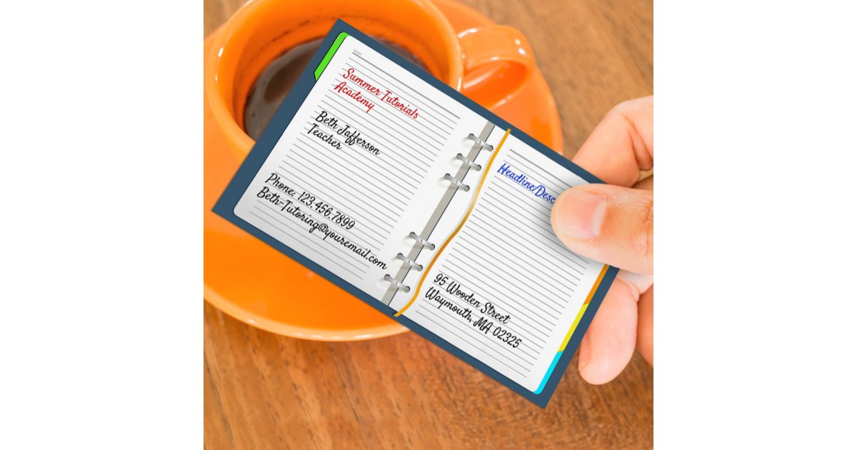 Tutor Notebook Design Notebook Tutoring Business Card Template | Zazzle