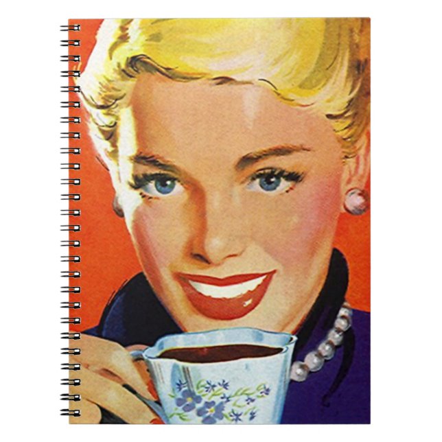 Notebook Vintage Day Planner Organized Coffee Lady (Front)