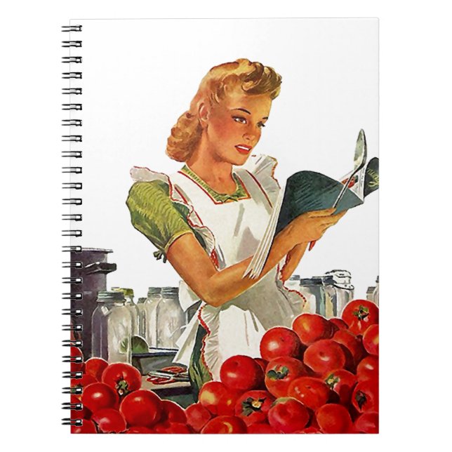 Notebook Vintage Retro Lady Home Canning Recipes (Front)