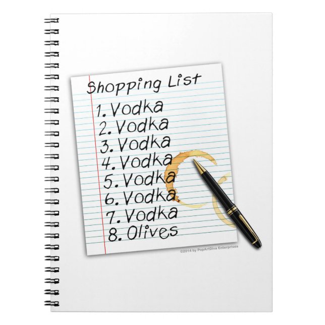 NOTEBOOK, VODKA SHOPPING LIST NOTEBOOK (Front)