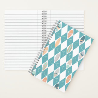Notebook with boho beach and surfboard design