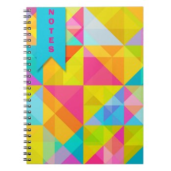 Notebook With Bright Geometric Abstract Pattern by steelmoment at Zazzle
