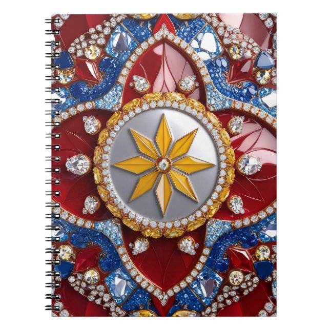 Notebook with Colombian Colors Abstract Design (Front)