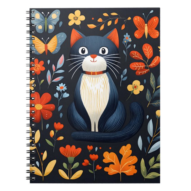 Notebook with cute cat printing cover (Front)