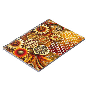 Notebook with Honeycomb and Floral Design