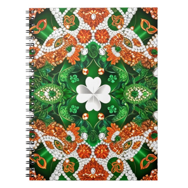 Notebook with Irish Colors Abstract Design (Front)