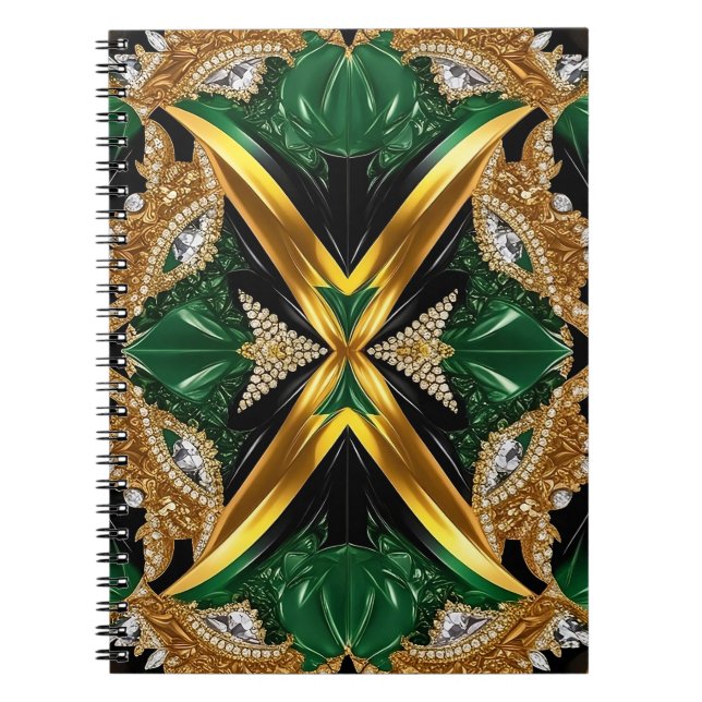 Notebook with Jamaican Colors Abstract Design (Front)