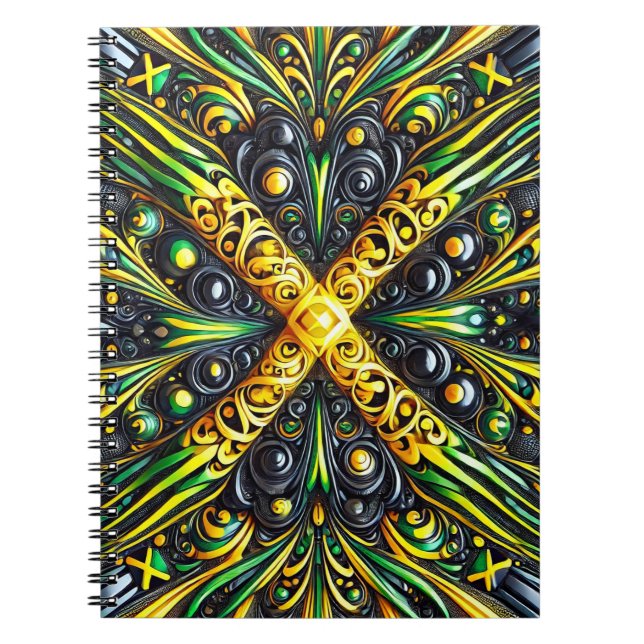 Notebook with Jamaican Colors Abstract Design (Front)