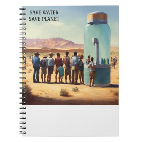 Notebook with message save water