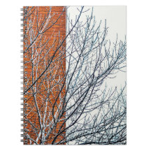 Notebook with photograph of a winter day