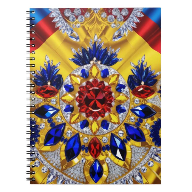 Notebook with Romanian Colors Abstract Design (Front)