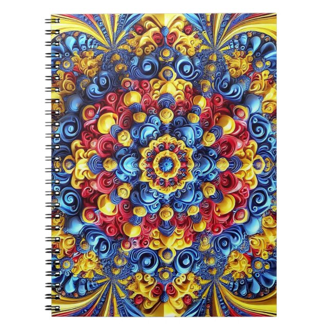 Notebook with Romanian Colors Abstract Design (Front)