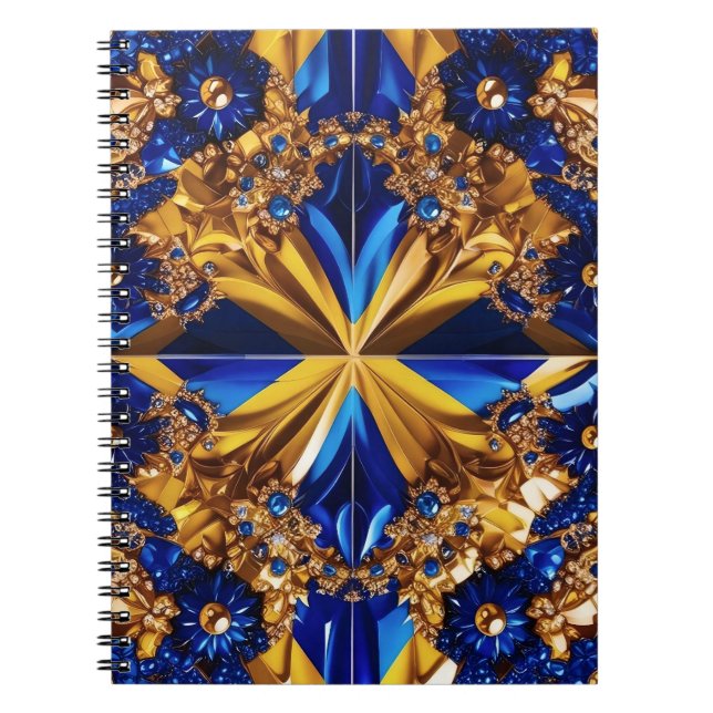 Notebook with Sweden Colors Abstract Design (Front)