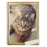 Cute Cat Kitten Fall Winter Snow Sky Blue Spiral Notebook - Ruled