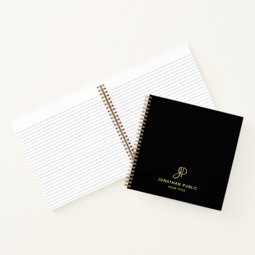 Notebooks Gold Script Monogram Initial Business