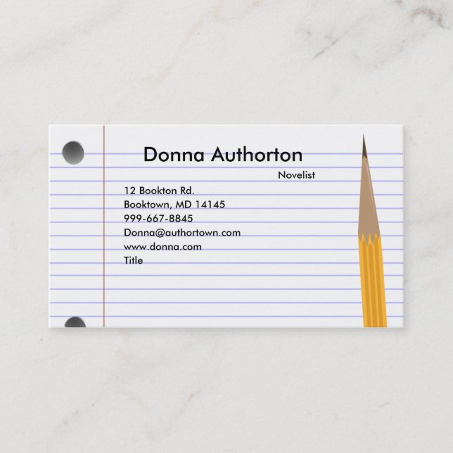 Notecard and Pencil Business Card (Front)