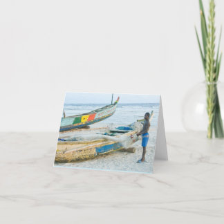 Notecard, Boy with Boat, Ivory Coast, West Africa Card