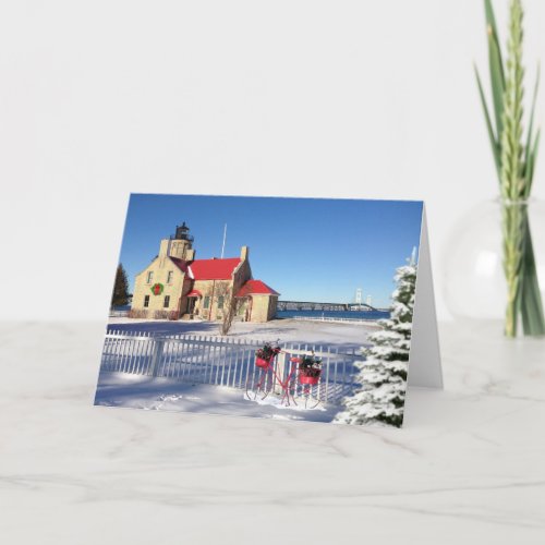 Notecard Christmas Old Mackinac Point Lighthouse