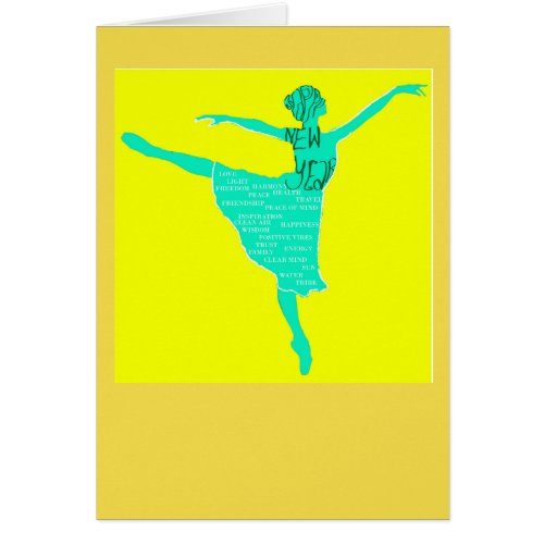 Notecard Happy New Year Ballet dancer  silhouette