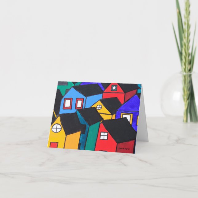 Notecard: Many Colored Houses Card (Front)