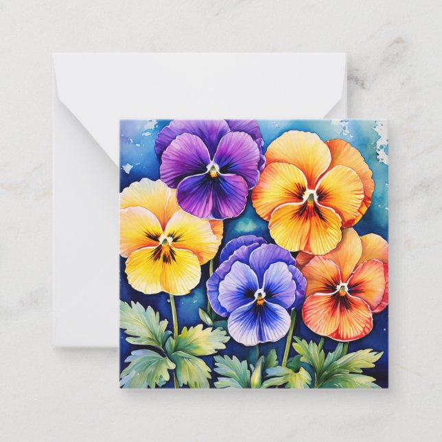 Notecard with Pansies Thank You (Front)