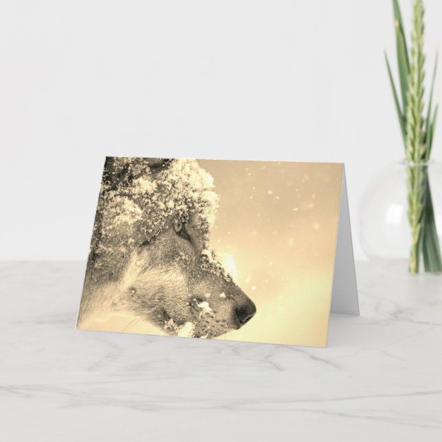 NOTECARD WITH WOLF IN SNOW (Front)