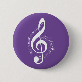 Notenschlüssel weiß violett button