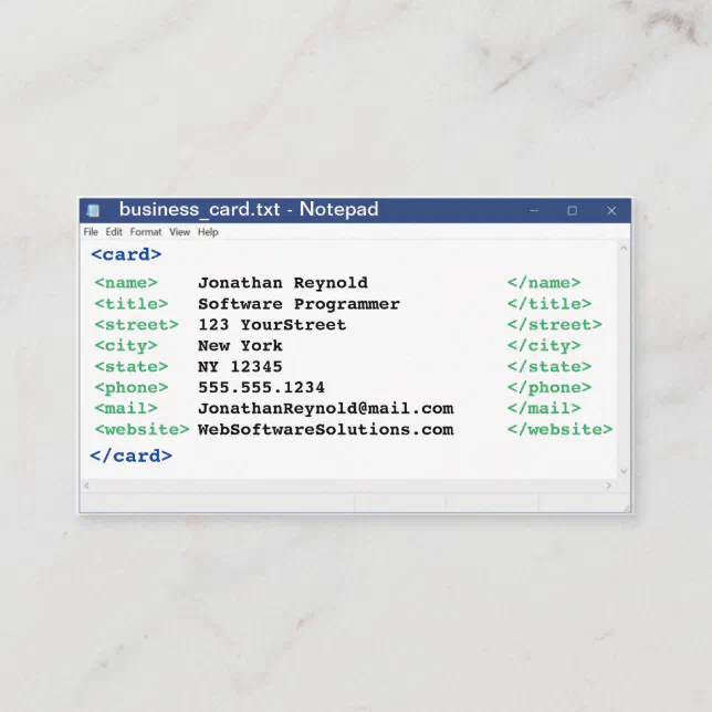 Notepad Coder Format Computer Scientist Programmer Business Card | Zazzle