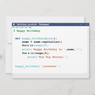 Notepad Computer Programmer Coder Format Birthday Card