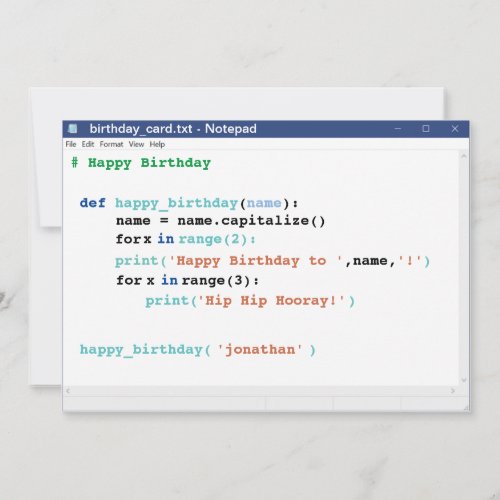 Notepad Computer Programmer Coder Format Birthday Card