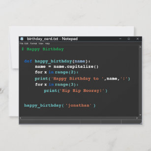 Notepad Computer Programmer Dark Mode Birthday Card
