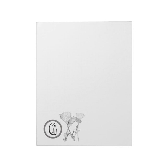 Notepad - Flowers with Monogram (Rotated)