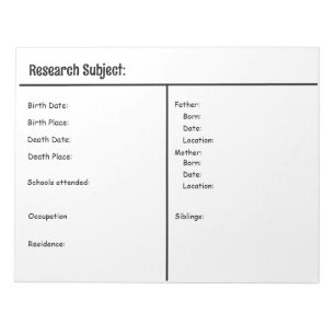 Notepad - Genealogy Research