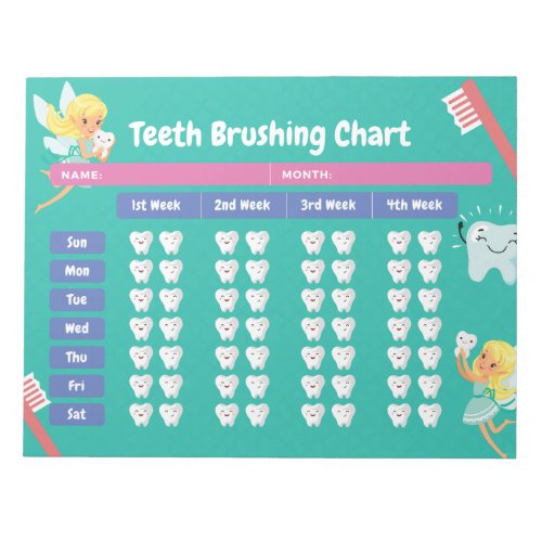 Notepad _ Kids Chart Daily Teeth Brushing Fairy 