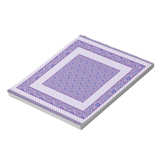 Notepad or Jotter, Mauve and White Ogees, Polkas (Rotated)