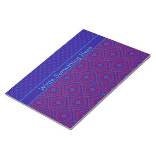 Notepad or Jotter, Purple and Blue Ogees, Polkas