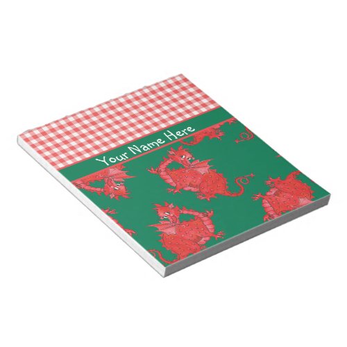 Notepad or Jotter to Personalize Cute Red Dragons