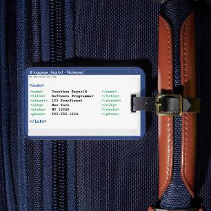 Notepad Programmer Coder Format Computer Scientist Luggage Tag